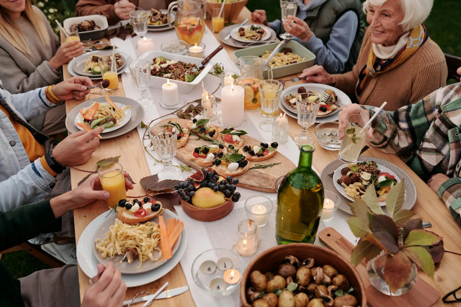 Elegant dining table and gourmet dishes