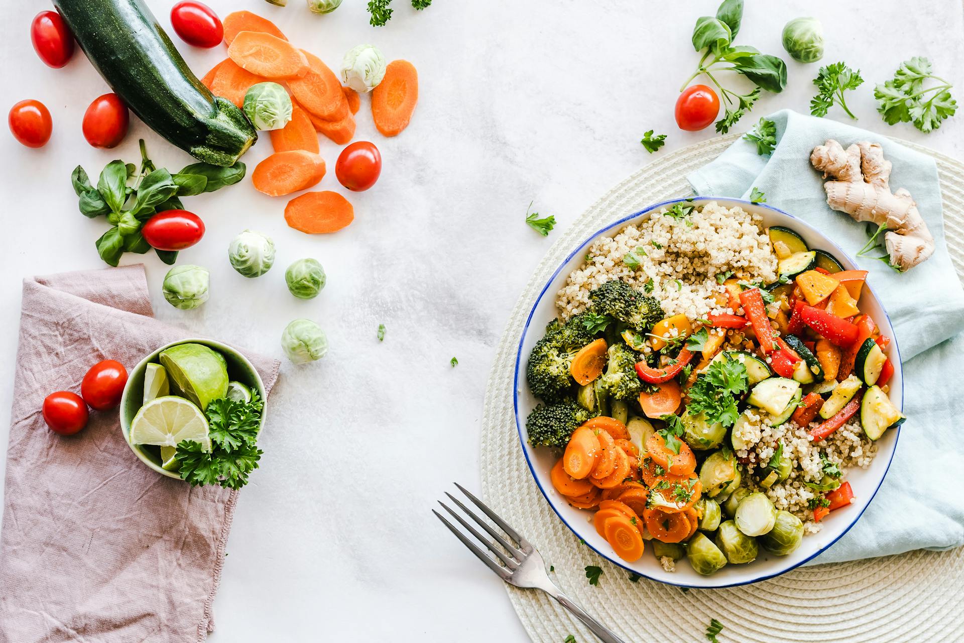 A healthy and delicious looking quinoa and vegetable bowl